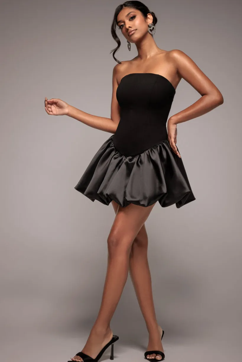 Corset Boobtube Babydoll Mini Dress - Black by Goddiva
