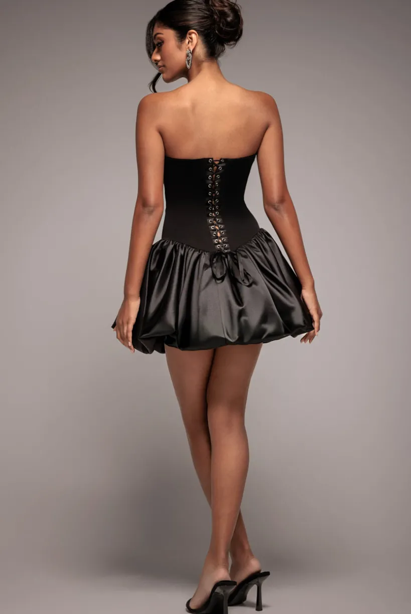 Corset Boobtube Babydoll Mini Dress - Black by Goddiva