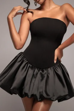 Corset Boobtube Babydoll Mini Dress - Black by Goddiva
