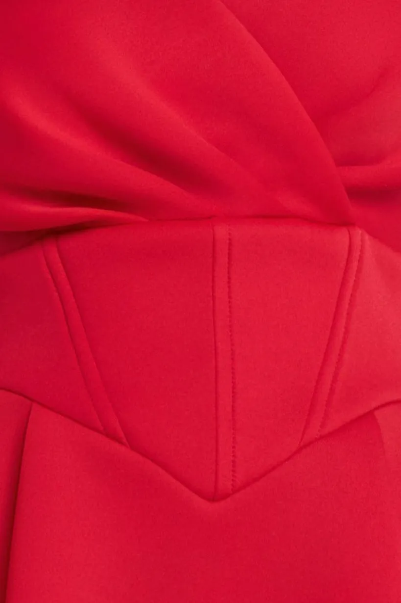 Corset Fit & Flare Midi Dress - Red by Goddiva
