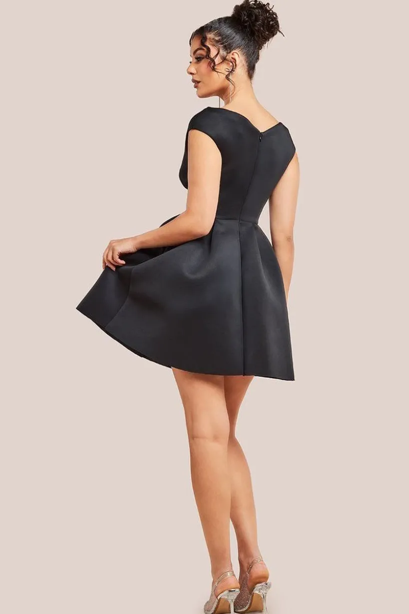 Corset Fit & Flare Mini Dress - Black by Goddiva