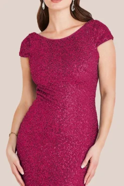 Cowl Back Sequin Maxi - Burgundy by Goddiva