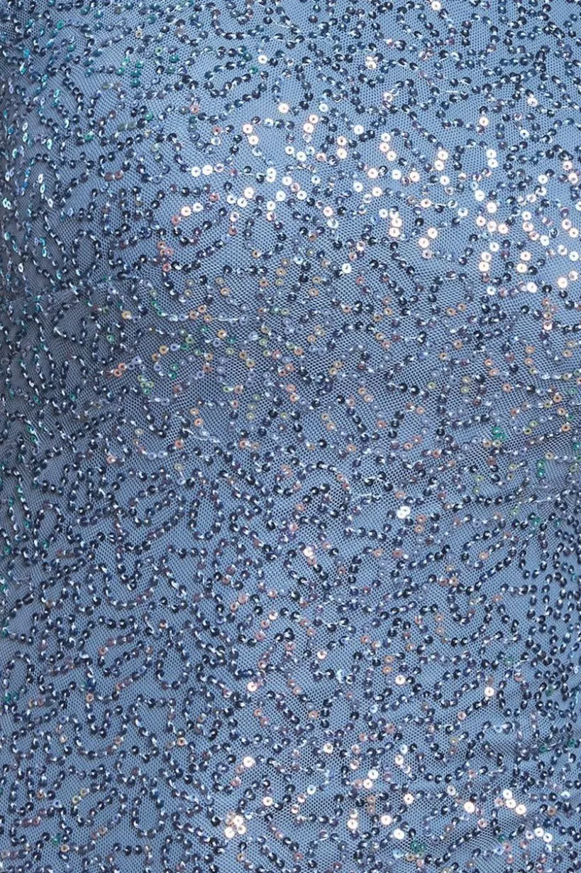 Cowl Back Sequin Maxi Dress - Blue by Goddiva
