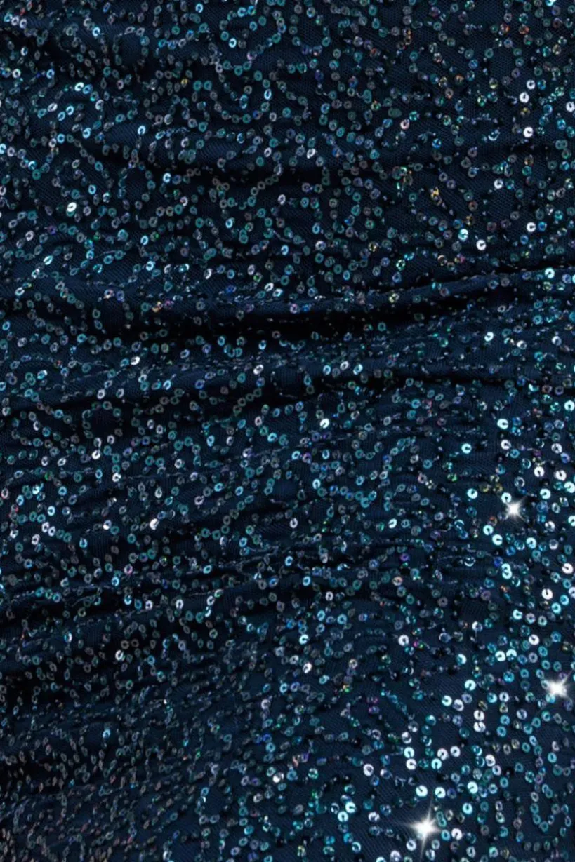 Cowl Back Sequin Maxi Dress - Navy by Goddiva