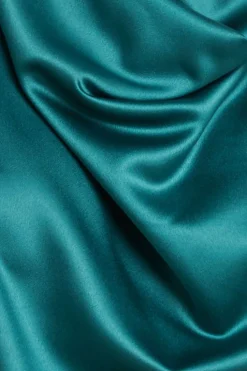 Cowl Neck Back Wing Satin High Low Midi Dress - Emerald Green by Goddiva