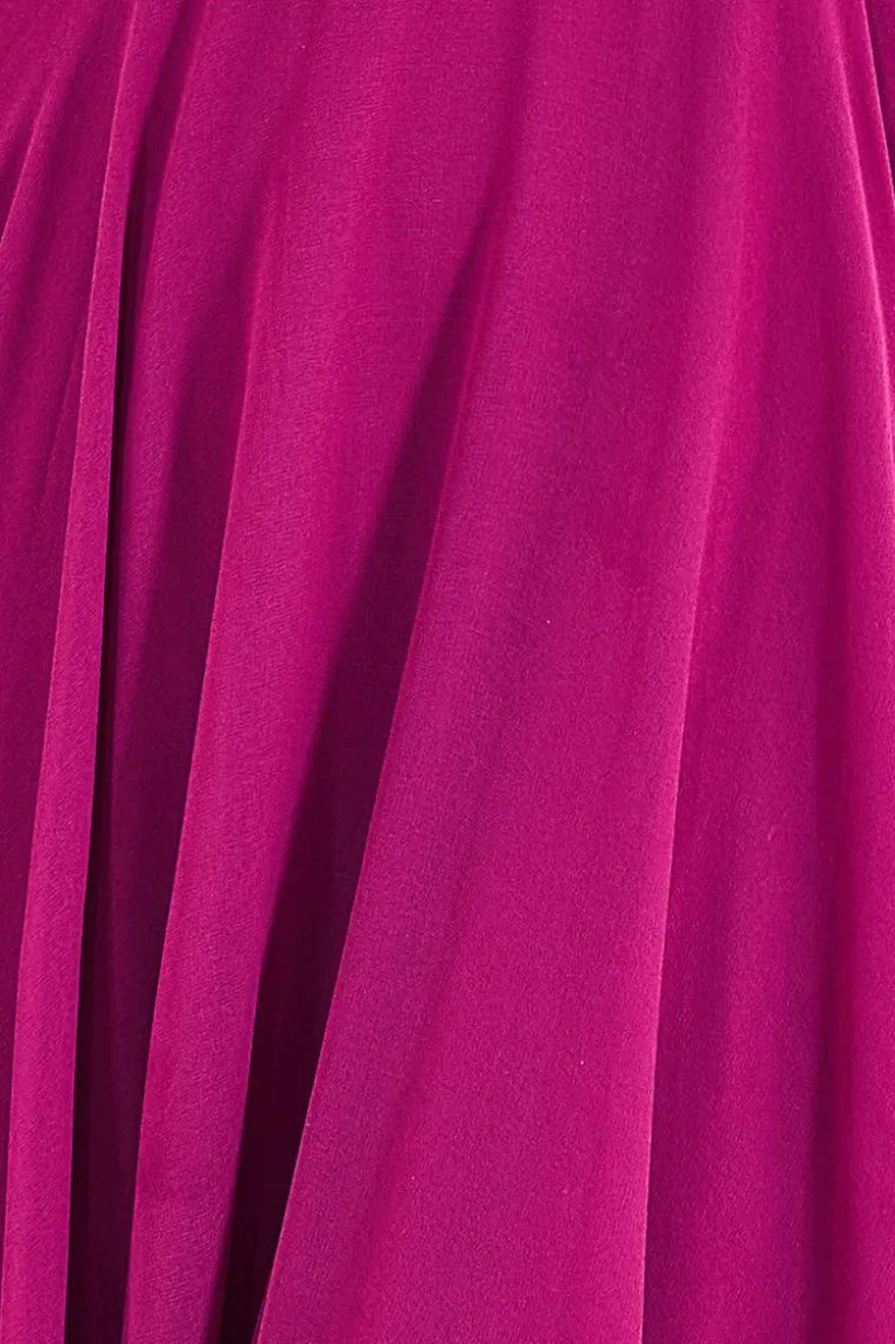 Cowl Neck Chiffon Maxi Dress - Magenta by Goddiva
