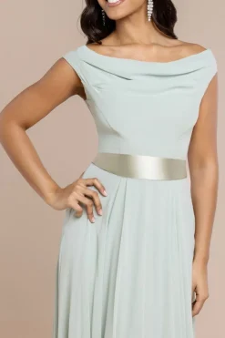 Cowl Neck Chiffon Maxi Dress - Sage Green by Goddiva