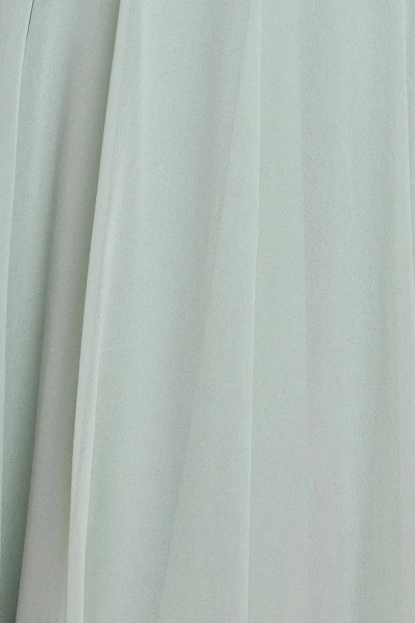 Cowl Neck Chiffon Maxi Dress - Sage Green by Goddiva