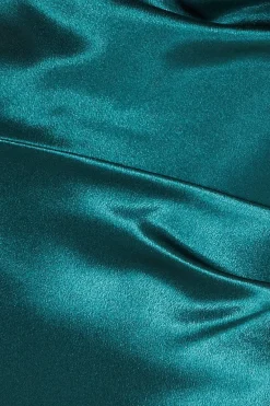 Cowl Neck With Strappy Back Satin Maxi - Emerald by Goddiva