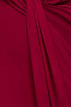 Cowl Plunge Draped Mermaid Maxi Dress - Wine by Goddiva