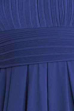 Crochet & Pleated Top High Low Maxi - Navy by Goddiva