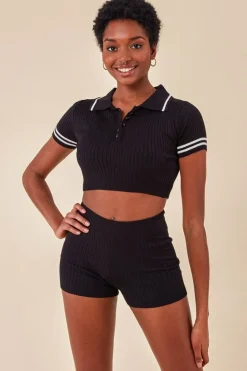 Crop Top & Short Loungewear Set - Black by Cosmochic