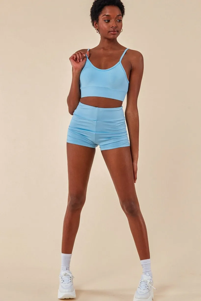 Cropped Bralette & Cycle Short Set - Blue by Cosmochic