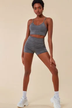 Cropped Bralette & Cycle Short Set - Grey by Cosmochic