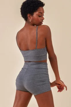 Cropped Bralette & Cycle Short Set - Grey by Cosmochic