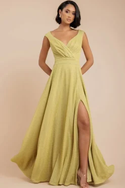 Crossover Lurex Glitter Maxi Dress - Gold by Goddiva
