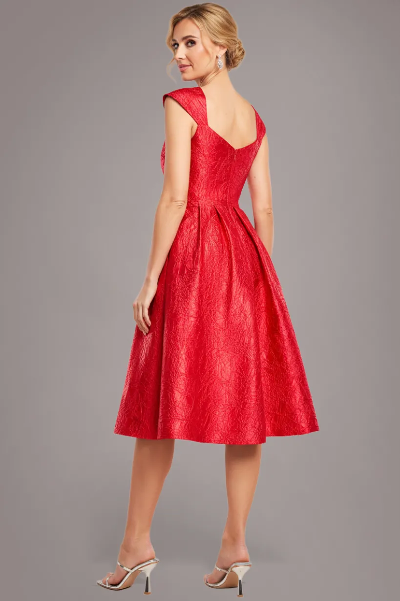 Crushed Satin Sleeveless A Line Midi Dress - Red by Goddiva