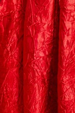 Crushed Satin Sleeveless A Line Midi Dress - Red by Goddiva
