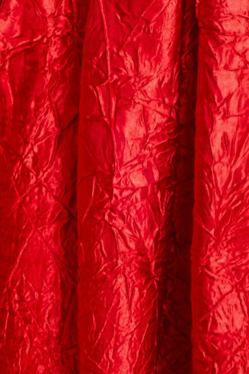 Crushed Satin Sleeveless A Line Midi Dress - Red by Goddiva