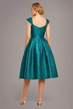 Crushed Satin Sleeveless A Line Midi Dress - Emerald Green by Goddiva