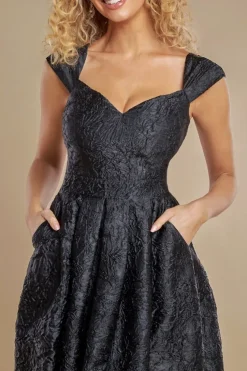Crushed Satin Sleeveless A Line Midi Dress - Black by Goddiva