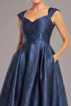 Crushed Satin Sleeveless A Line Midi Dress - Navy Blue by Goddiva