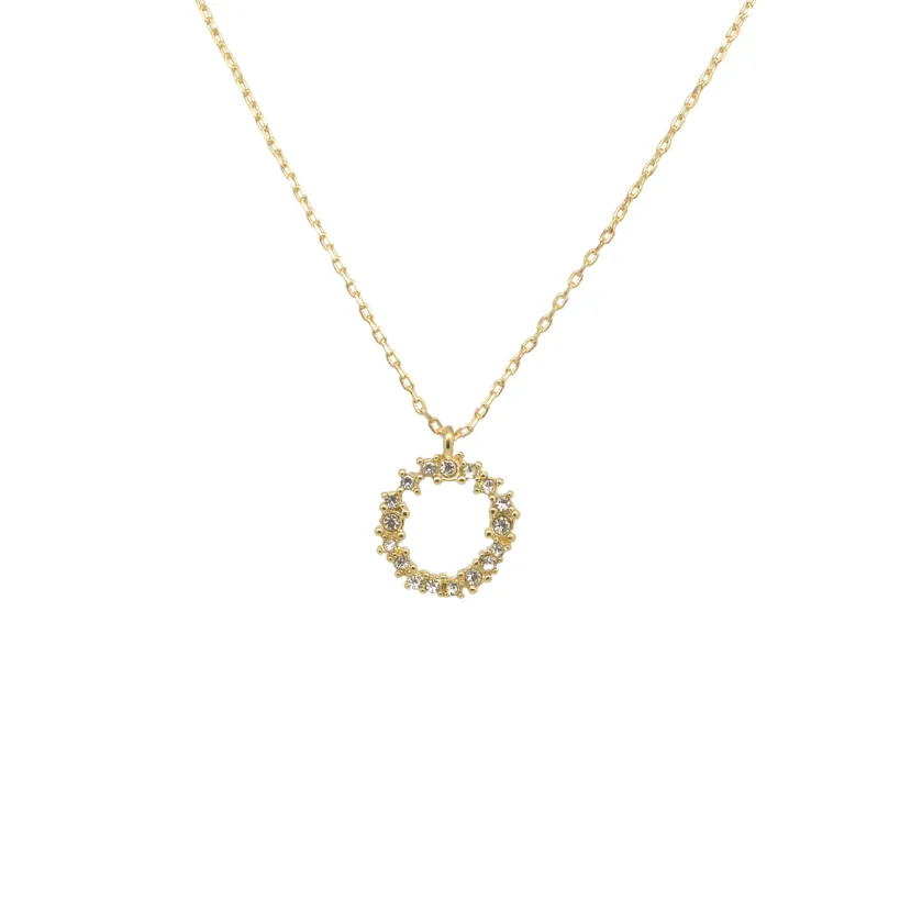 Crystal Cluster Circle Necklace In Gold by Last True Angel