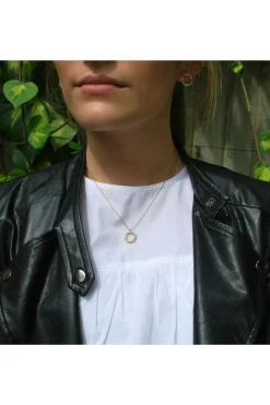 Crystal Cluster Circle Necklace In Gold by Last True Angel