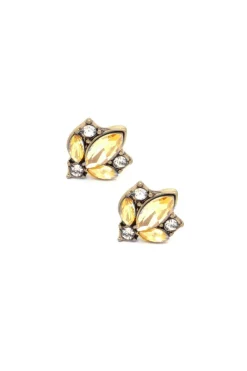 Crystal Cluster Earring In Yellow & Gold by Last True Angel