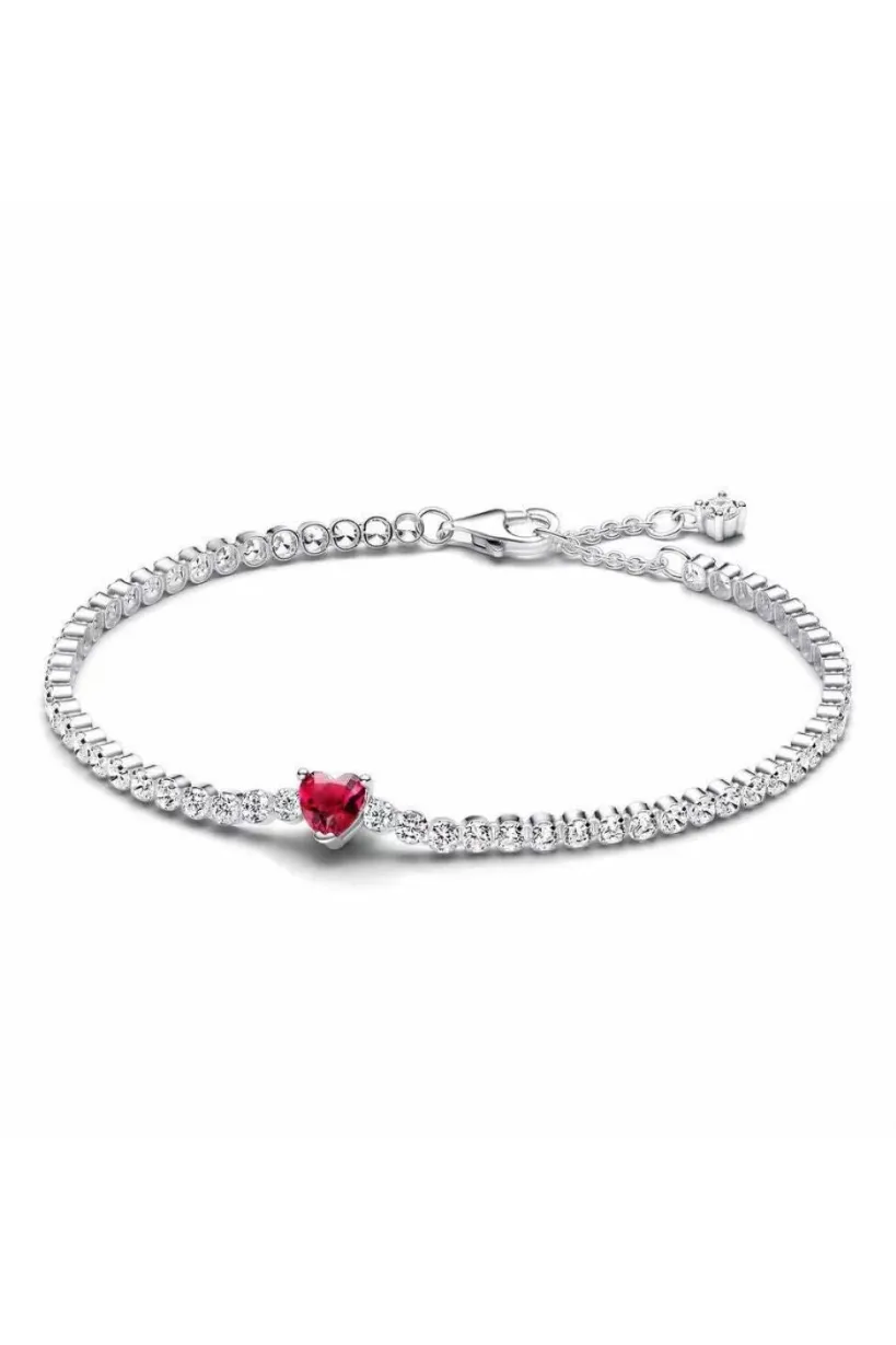 Crystal Red Heart Bracelet In Silver by Last True Angel
