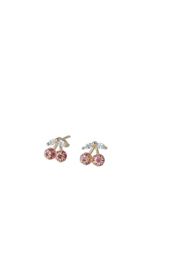 Cubic Zirconia Cherry Earring In Gold by Last True Angel