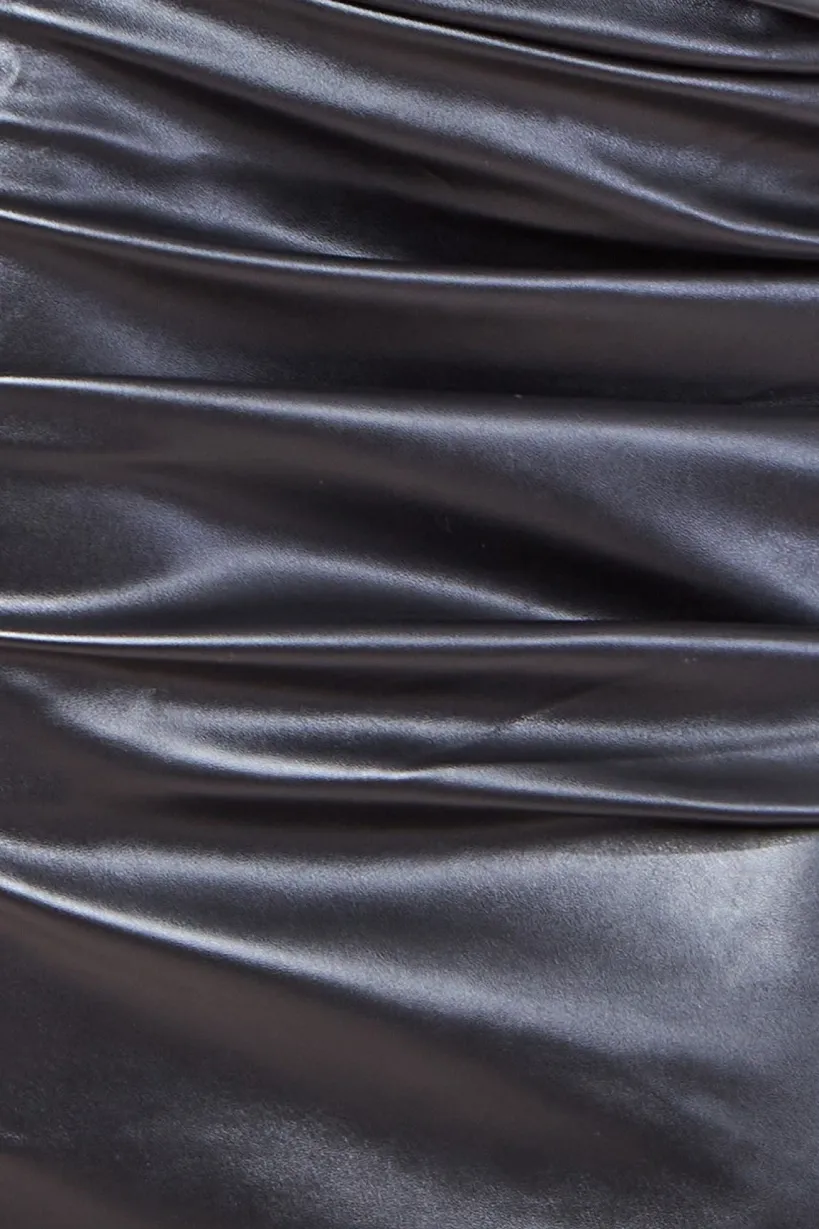 Cut Out Faux Leather Mini Dress - Black by Goddiva