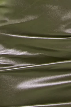 Cut Out Faux Leather Mini Dress - Khaki by Goddiva