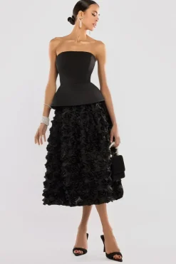 3D Floral Mesh Midaxi Skirt by Goddiva