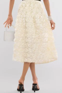 3D Floral Mesh Midaxi Skirt by Goddiva