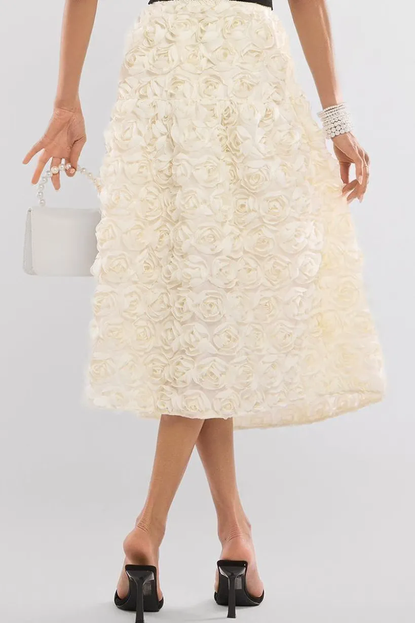 3D Floral Mesh Midaxi Skirt by Goddiva