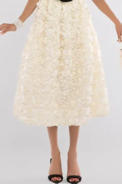 3D Floral Mesh Midaxi Skirt by Goddiva