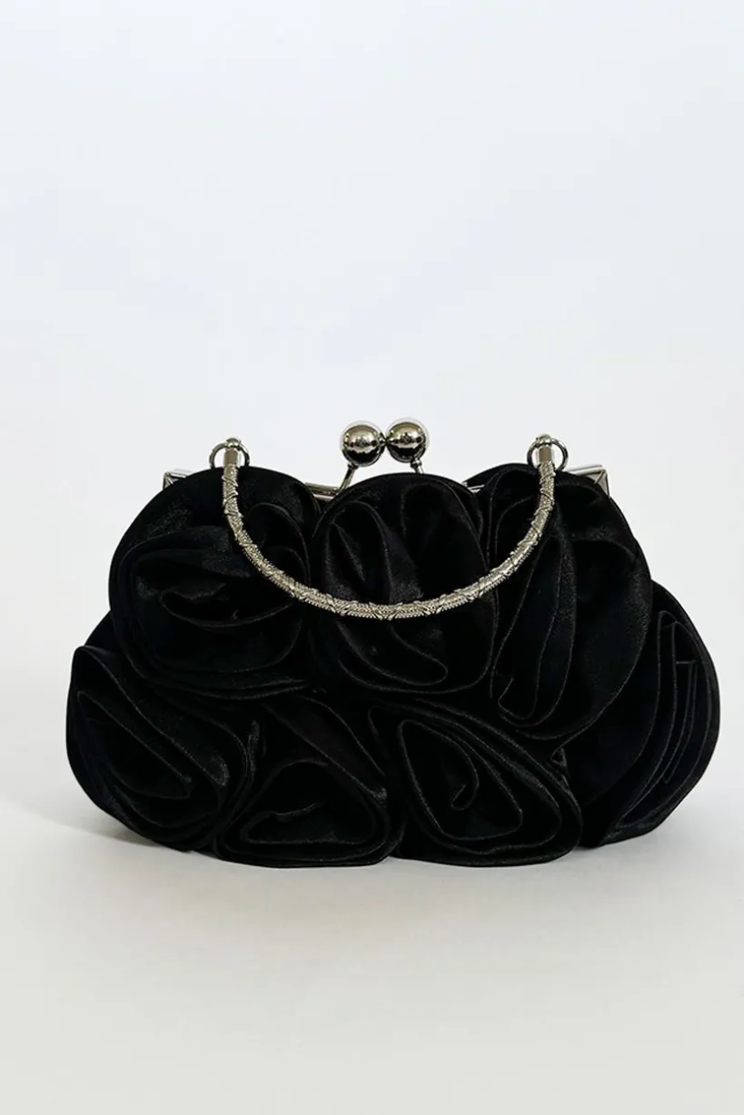 3D Rose Clutch Bag In Black by SVNX