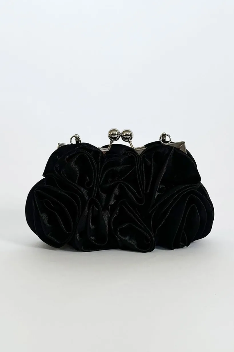 3D Rose Clutch Bag In Black by SVNX