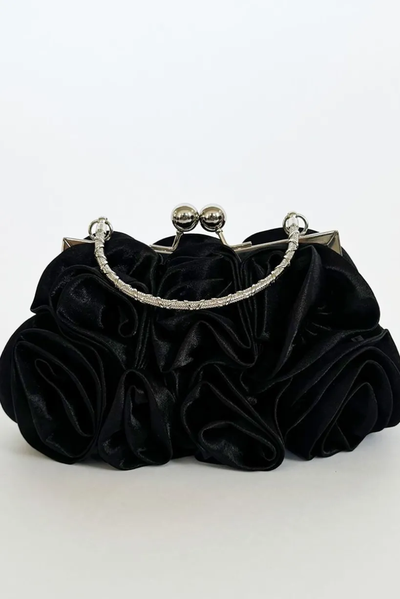 3D Rose Clutch Bag In Black by SVNX