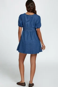 Denim Mini Dress In Blue by FS Collection