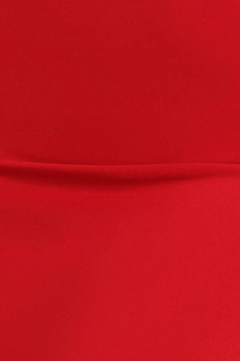 Diamante Embellished Heart Brooch Scuba Maxi Dress - Red by Goddiva
