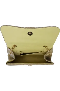 Diamante Glittery Clutch In Light Gold by SVNX