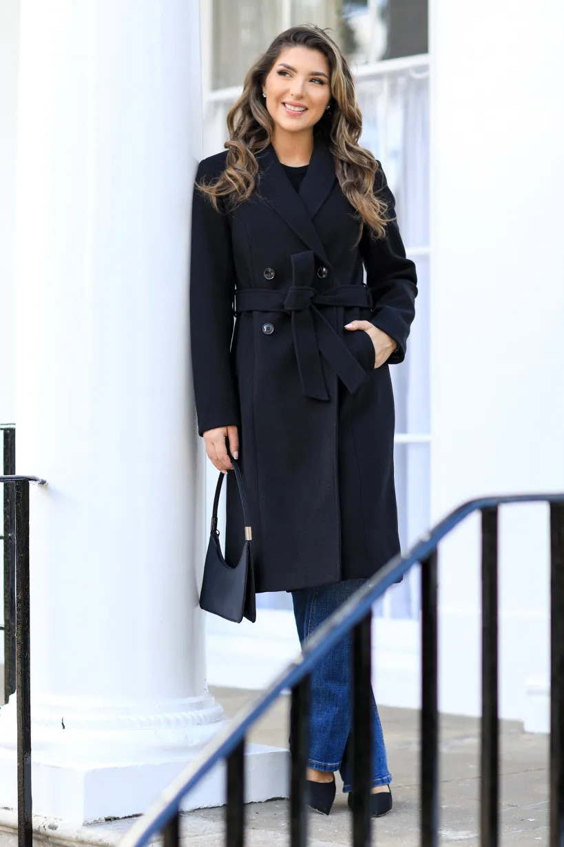 Double Breasted Shawl Collar Coat by Double Second