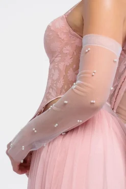 Embellished Fingerless Mesh Gloves by Goddiva