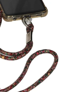 Embellished Phone Strap - Red & Green by Goddiva Accessories