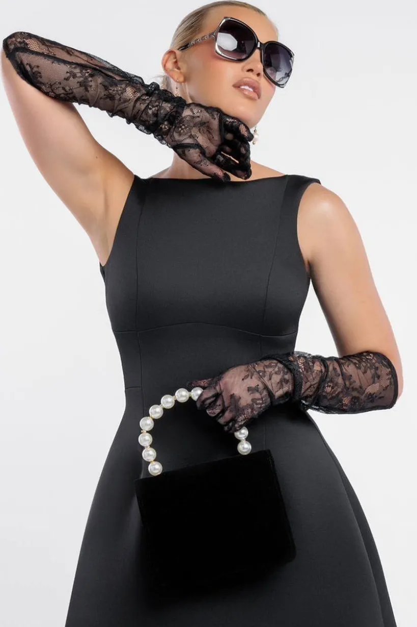 Embroidered Mesh Gloves by Goddiva