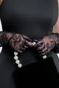 Embroidered Mesh Gloves by Goddiva