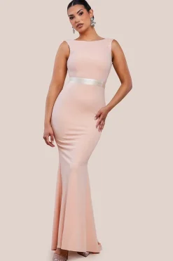 Eris Bridesmaid Maxi Fishtail Dress - Peach by Saint A