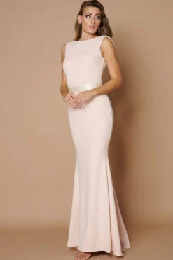 Eris Bridesmaid Maxi Fishtail Dress - Nude by Saint A